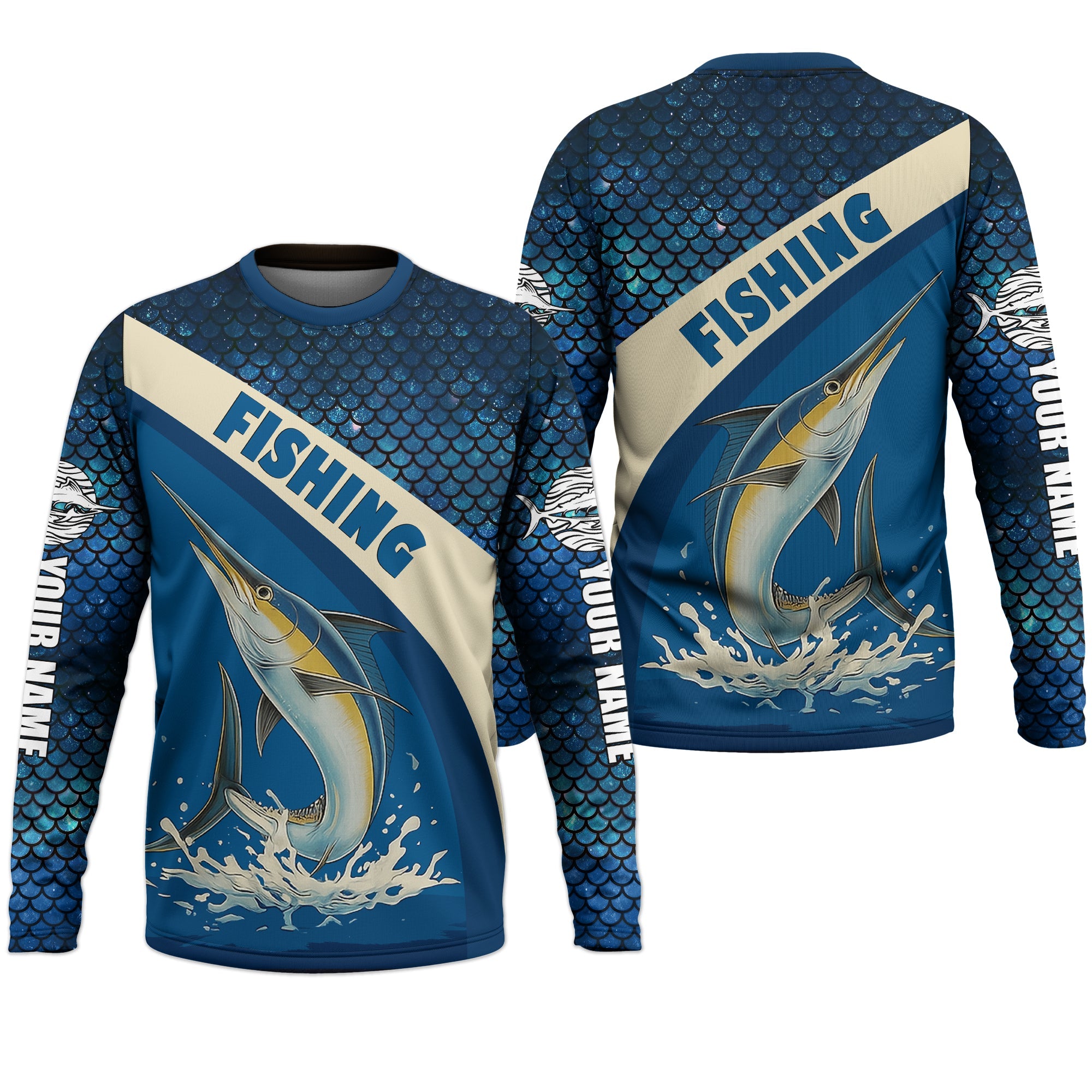 Swordfish Logo Hooded UPF Shirt, Fish Button Up Shirt, Fisherman Outfit, Presents For Fishermen