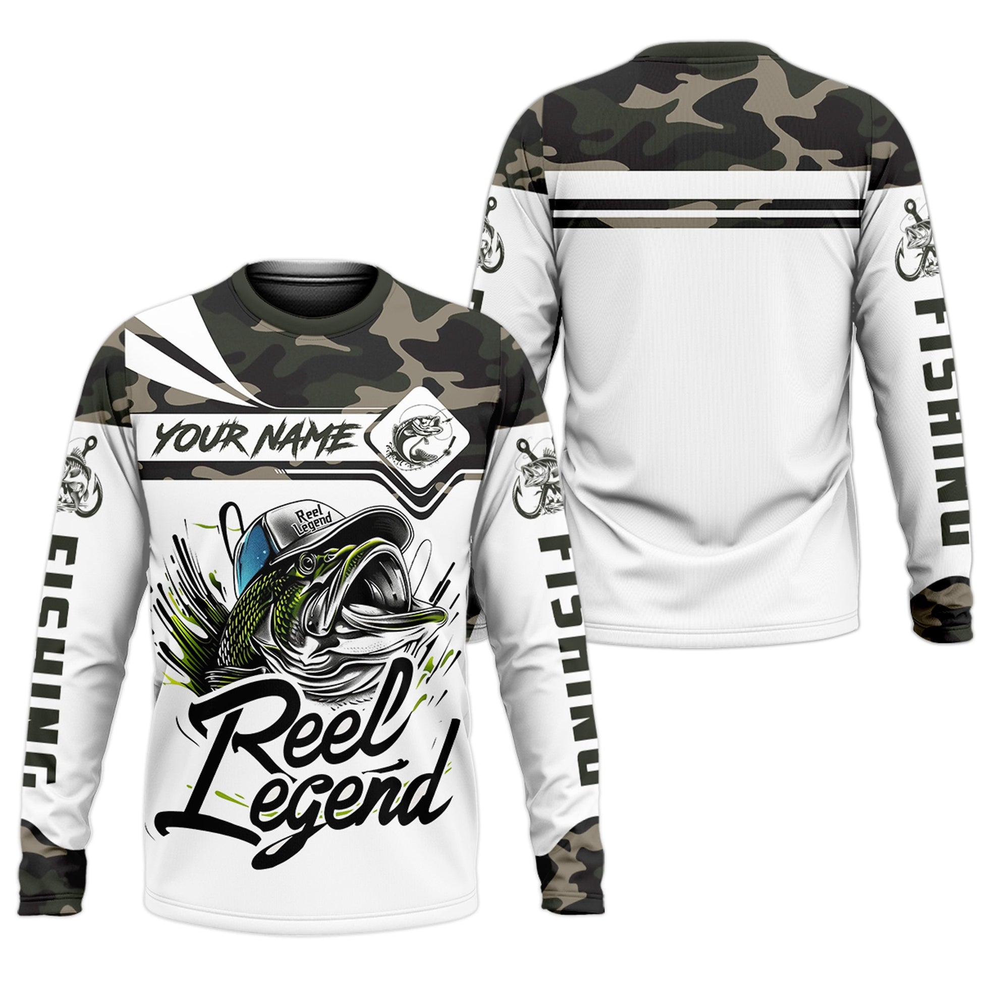 Camo Fishing Shirt, Fish Button Up Shirt, SPF Long Sleeve Shirts, Presents For Fishermen