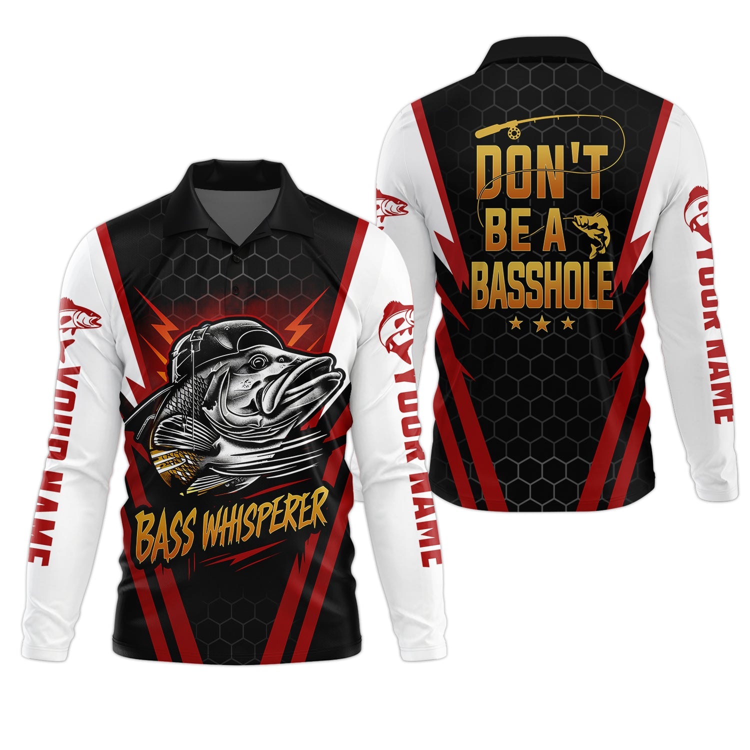 Don't Be A Basshole, Bass Whisperer, Funny Fishing Shirt, UV Protection Shirt, Men Long Sleeve Shirt