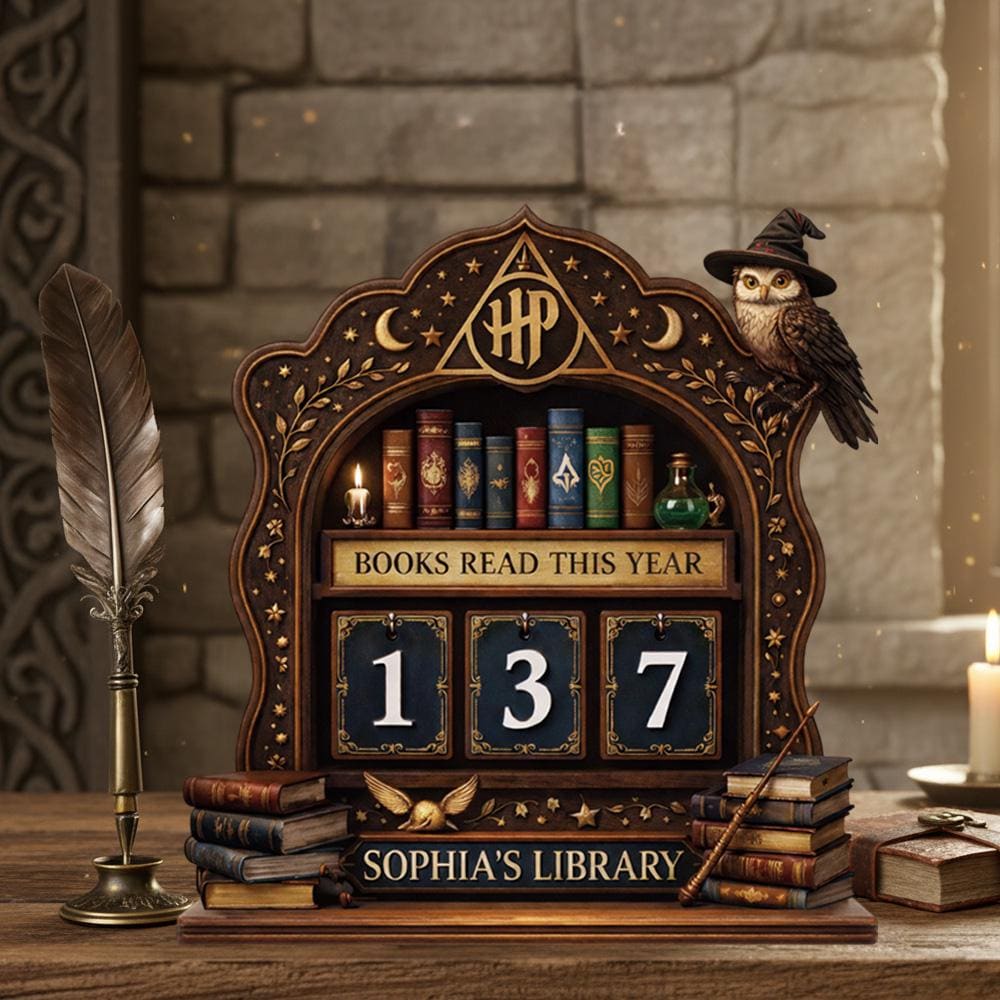 Personalized Wooden Book Tracker Sign, Books Read This Year Counter, Custom Name Library Decor Gift