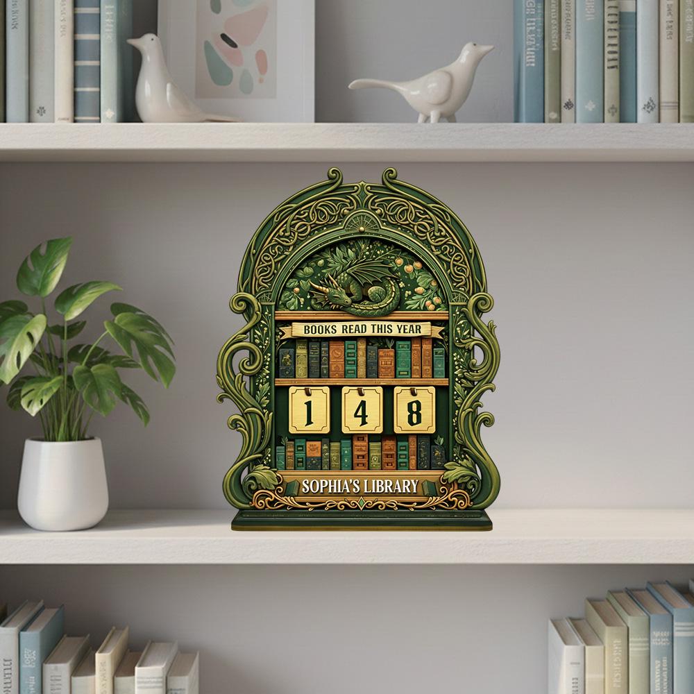 Personalized Wooden Books Read This Year Counter Sign, Book Tracker Display, Custom Name Library Desk Bookshelf Decor Gift