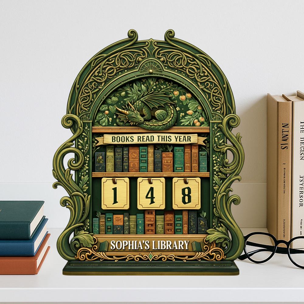 Personalized Wooden Books Read This Year Counter Sign, Book Tracker Display, Custom Name Library Desk Bookshelf Decor Gift