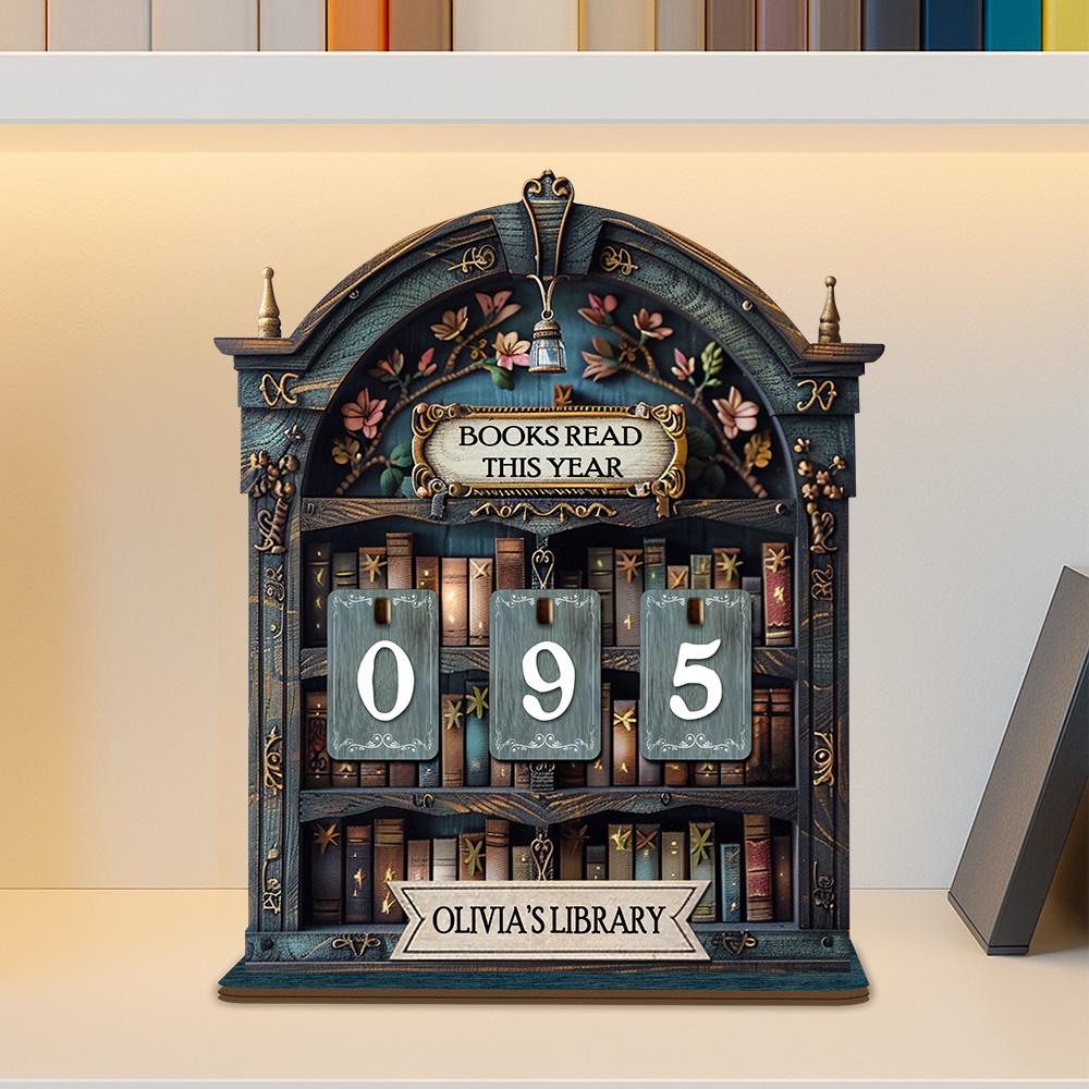 Vintage Books Read This Year Counter Sign, Personalized Reading Tracker, Custom Library Name Decor Gift