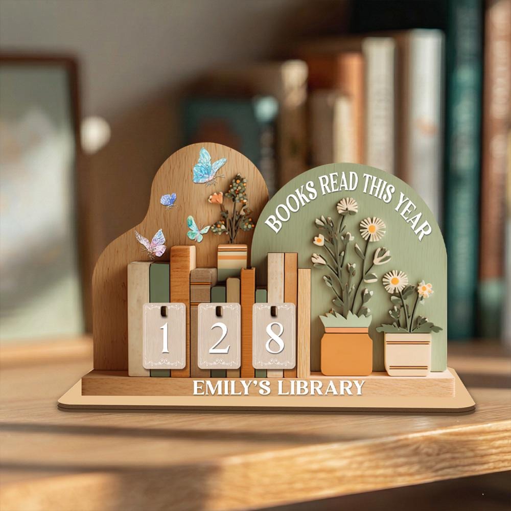 Personalized Wooden Books Read This Year Tracker, Flip Counter Book Counter Desk Sign, Custom Library Decor Gift