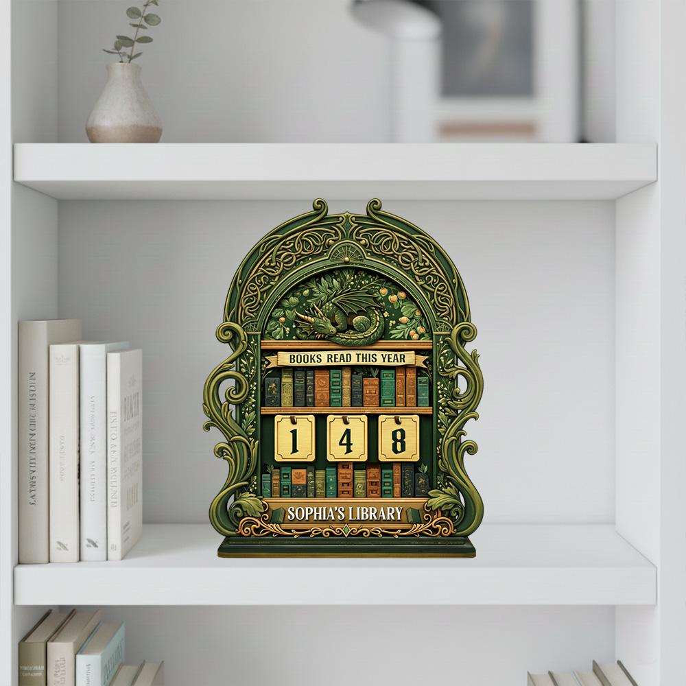 Personalized Wooden Books Read This Year Counter Sign, Book Tracker Display, Custom Name Library Desk Bookshelf Decor Gift
