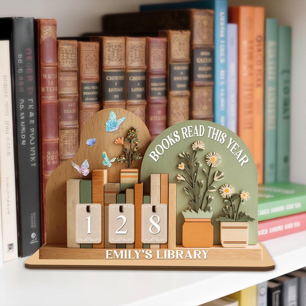 Personalized Wooden Books Read This Year Tracker, Flip Counter Book Counter Desk Sign, Custom Library Decor Gift