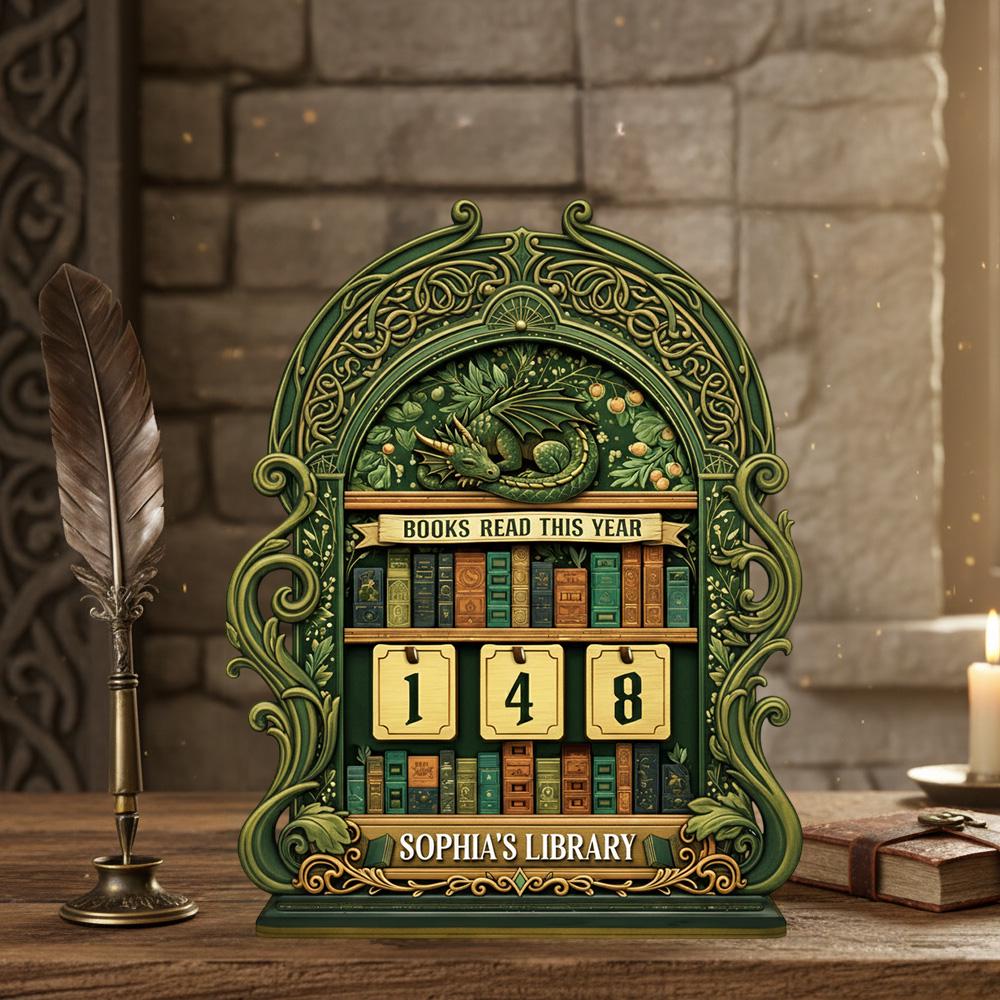 Personalized Wooden Books Read This Year Counter Sign, Book Tracker Display, Custom Name Library Desk Bookshelf Decor Gift