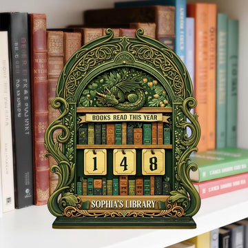 Personalized Wooden Books Read This Year Counter Sign, Book Tracker Display, Custom Name Library Desk Bookshelf Decor Gift