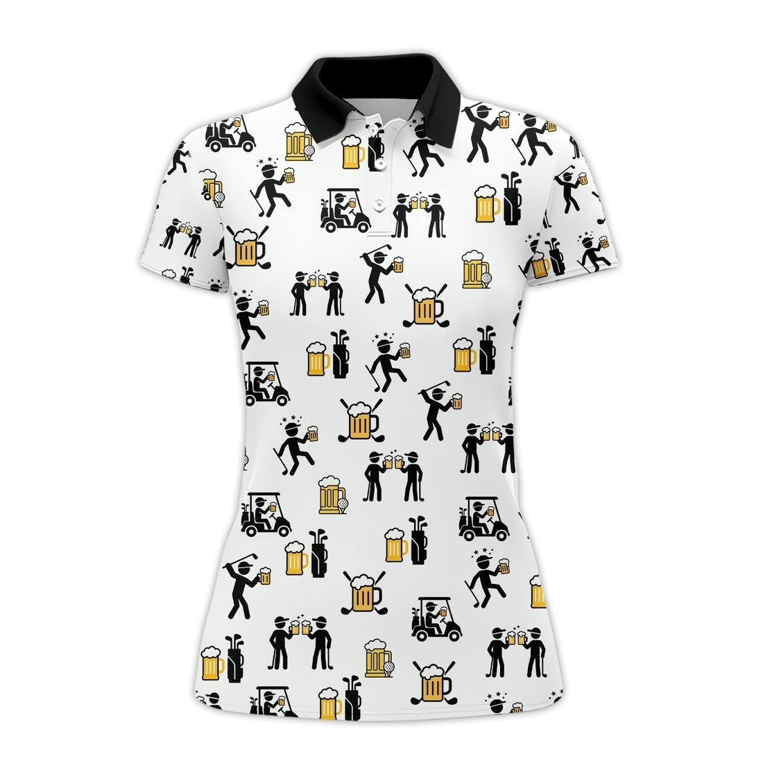Beer Golf Shirt, Custom Golf Shirt With Funny Drinking & Golf Cart Pattern For Men