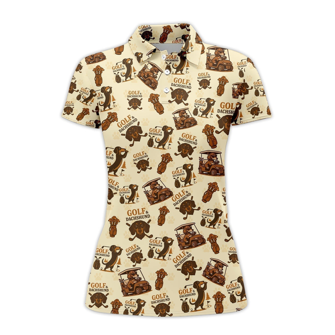 Pattern Golf Shirt, Golf & Dachshund Polos For Dog Lovers, Golf Gift For Golfers