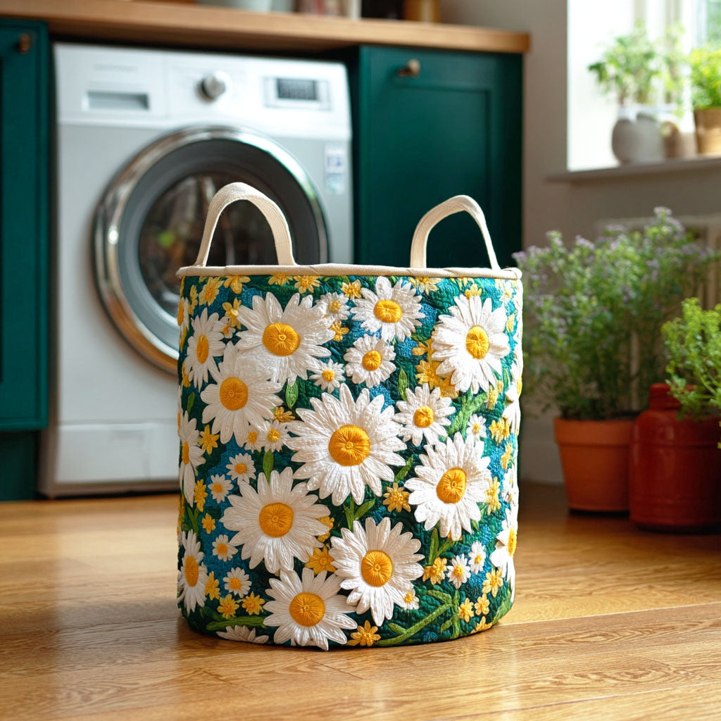 White Daisy Charm Laundry Basket Laundry Gifts, Housewarming Gift Ideas, Mother's Day Gifts
