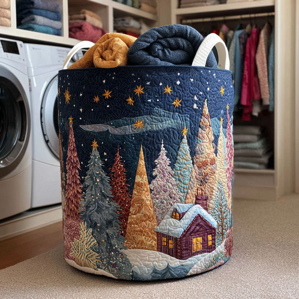 Winter Night Cottage Laundry Basket Laundry Gifts, Housewarming Gift Ideas, Mother's Day Gifts