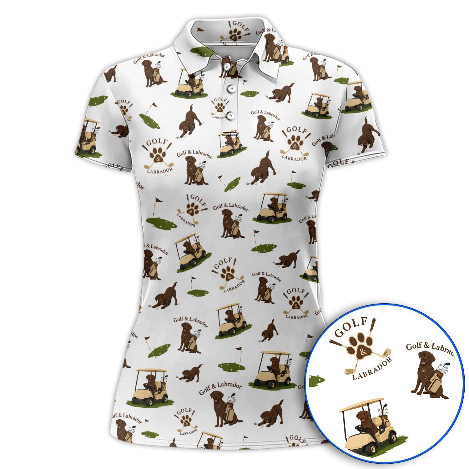 Labrador Pattern Golf Polos , Funny Dog  Golf Shirt, Crazy Golf Gift For Golfer
