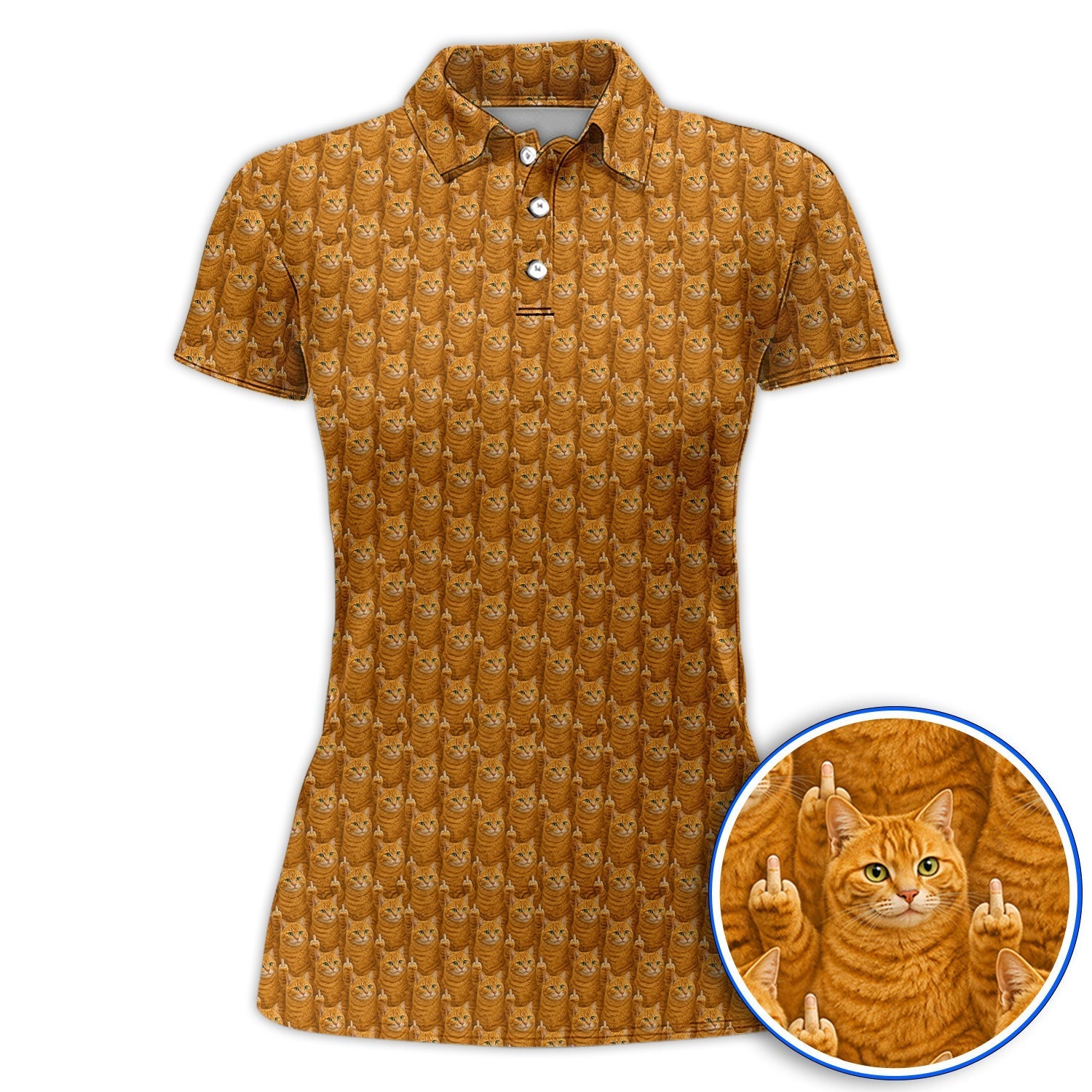 Ginger Cat Pattern Golf Shirt, Funny Cats Golf Polos, Golf Gift For Golfer
