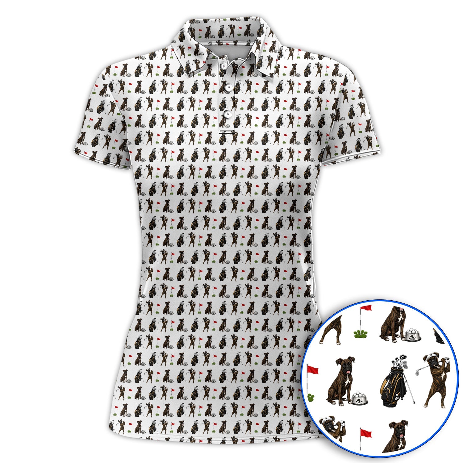 Brindle Boxer Dog Golf Polos, Funny Pattern Golf Shirt, Golf Dad Gift