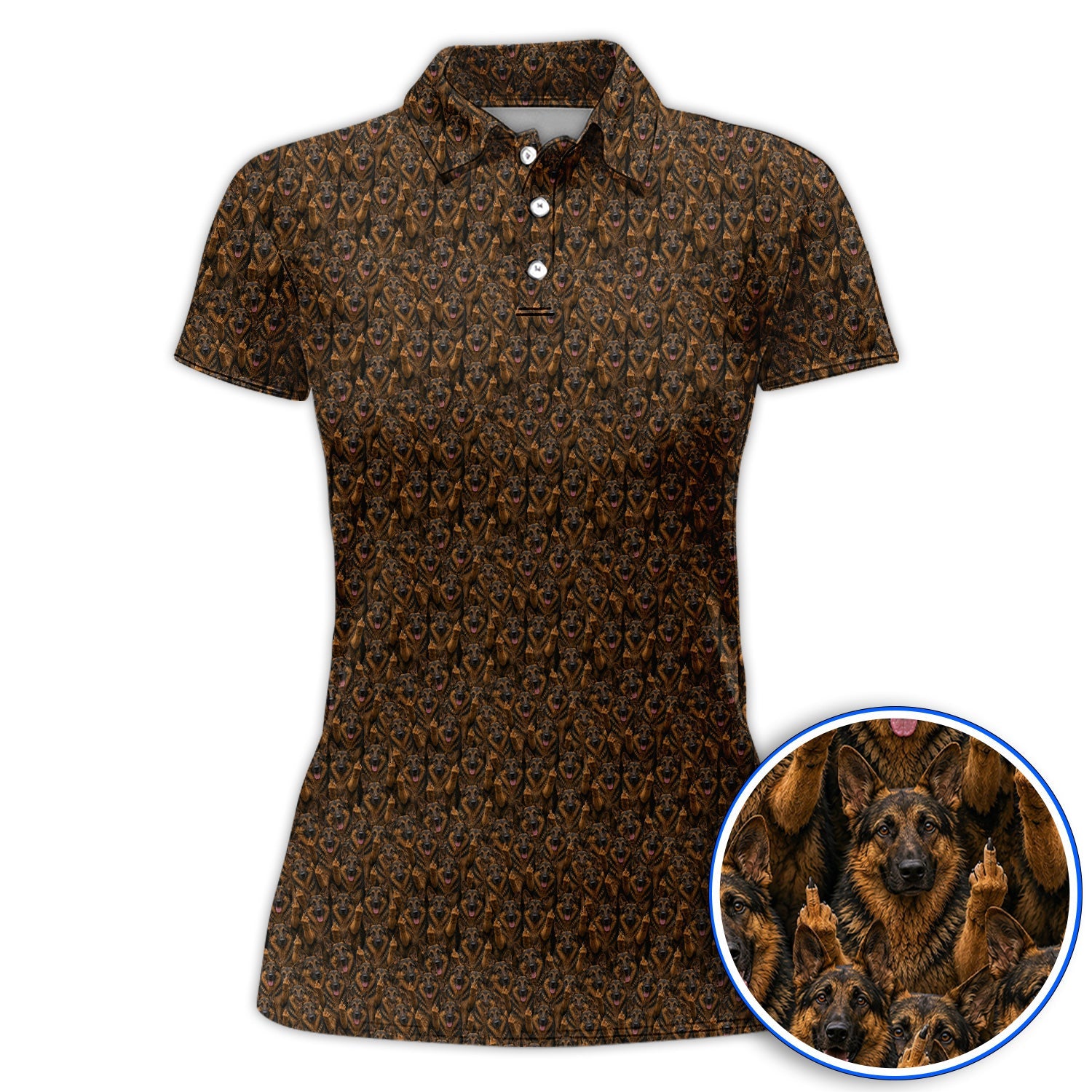 German Shepherd Pattern Golf Polos, Funny German Shepherd Shirt, Dog Lover Golf Gift