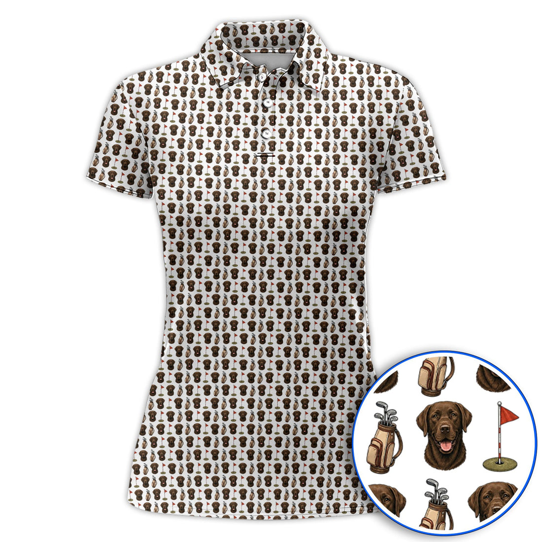 Chocolate Labrador Retriever Golf Shirt, Funny Chocolate Lab Pattern Golf Polos, Dog Lover Golf Shirt