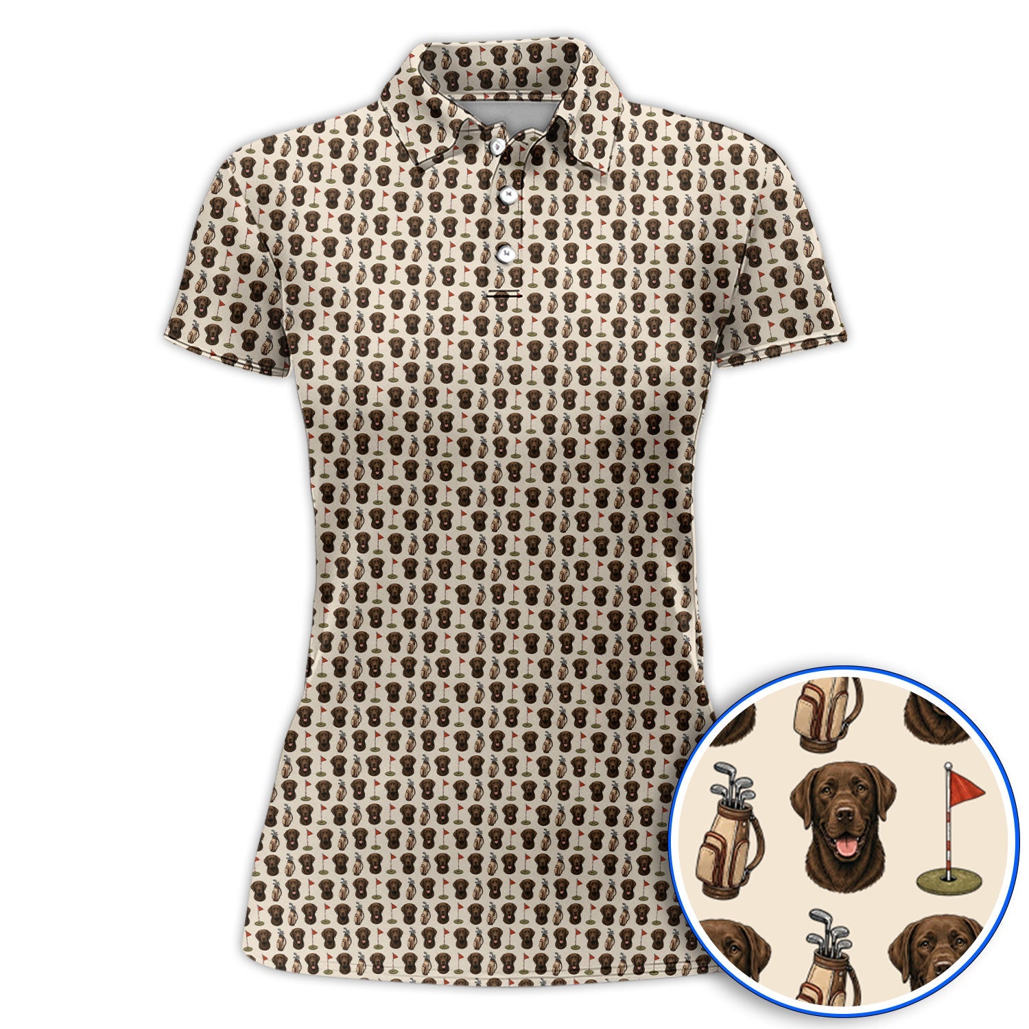 Chocolate Labrador Retriever Golf Shirt, Funny Chocolate Lab Pattern Golf Polos, Dog Lover Golf Shirt