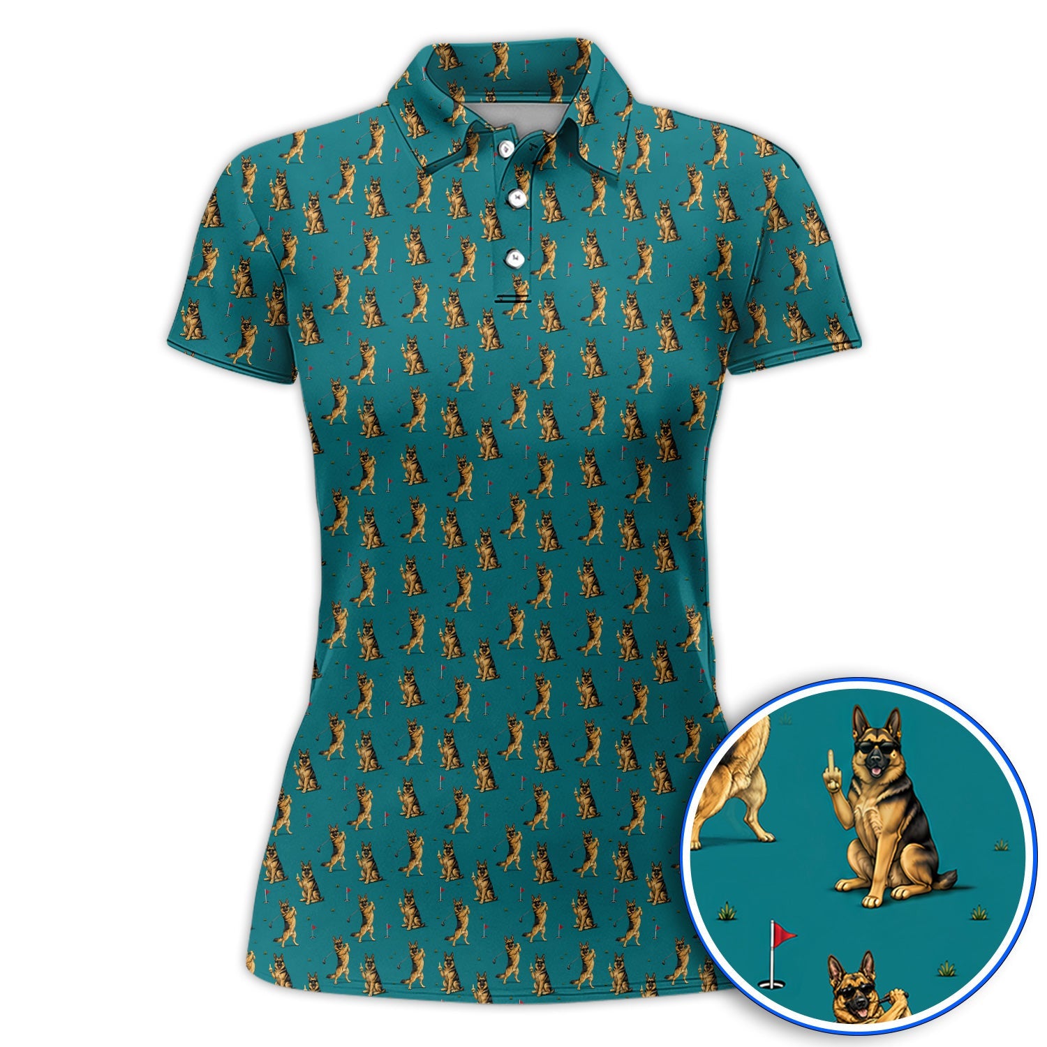 Funny German Shepherd Golf Shirt, Dog Lover Pattern Golf Polos, Golf Gift For Golfer