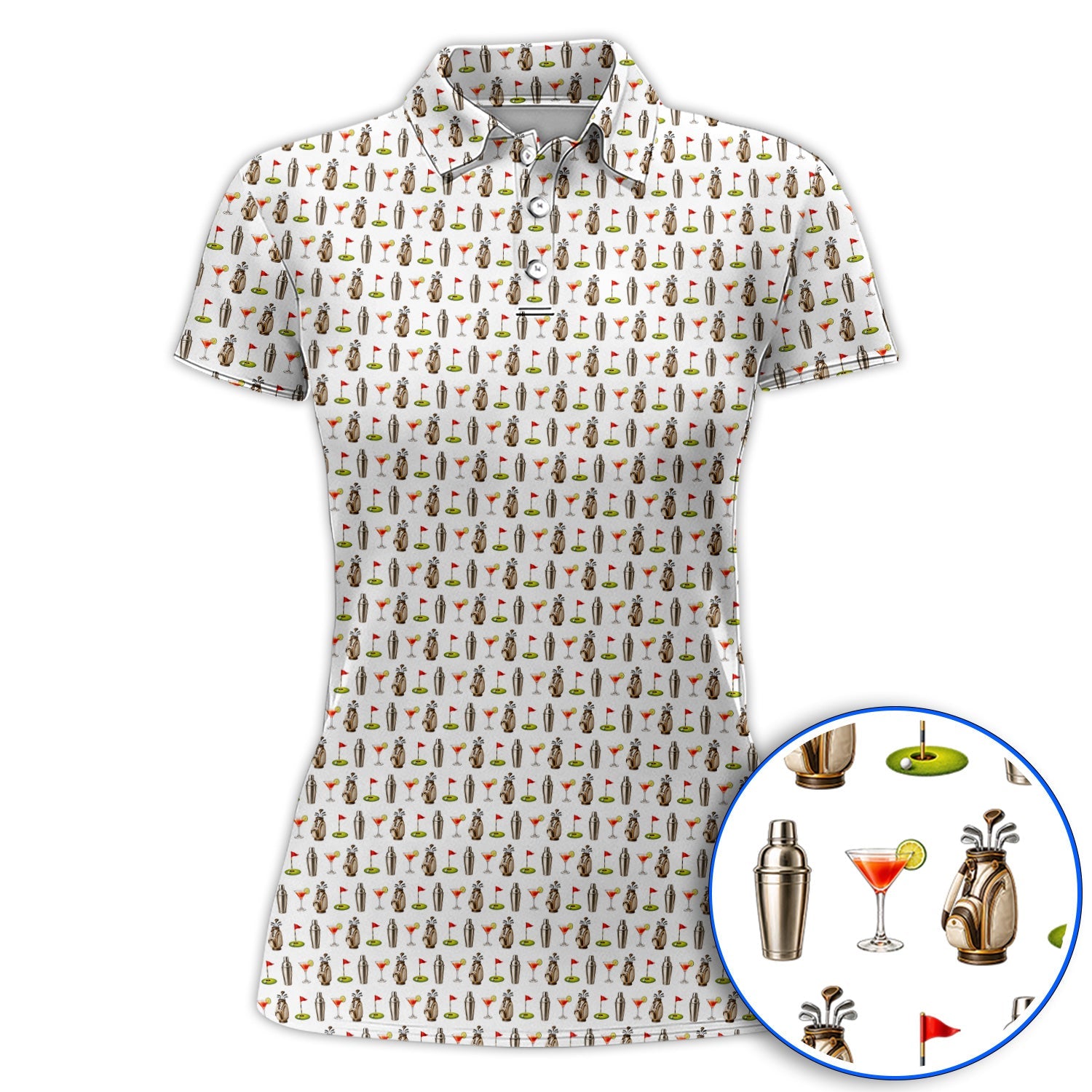 Golf & Cocktails Golf Polos, Martini Lover Golf Apparel, Funny Golf Shirt For Golfer