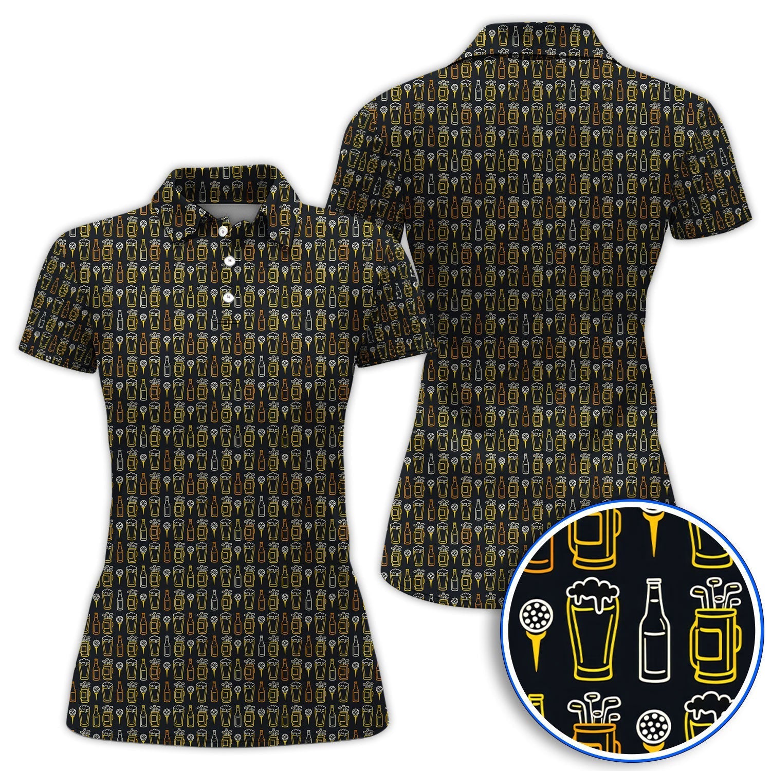 Funny Golf And Beer Pattern Shirt, Crazy Golf Polos For Men, Golf Gift For Golfer
