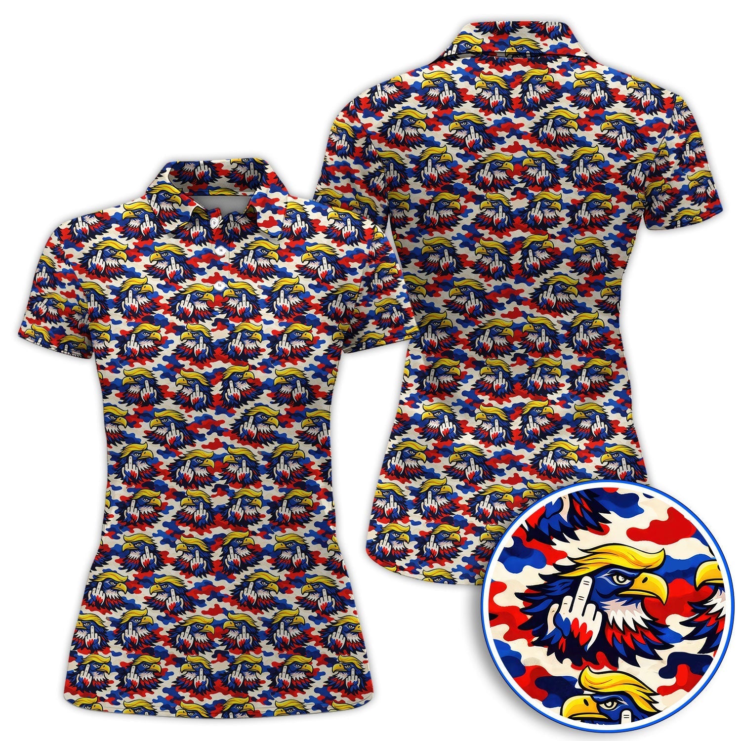 Funny American Eagle Pattern Golf Shirt, America 250th Patriotic Golf Polos, Golf Gift For Golfer