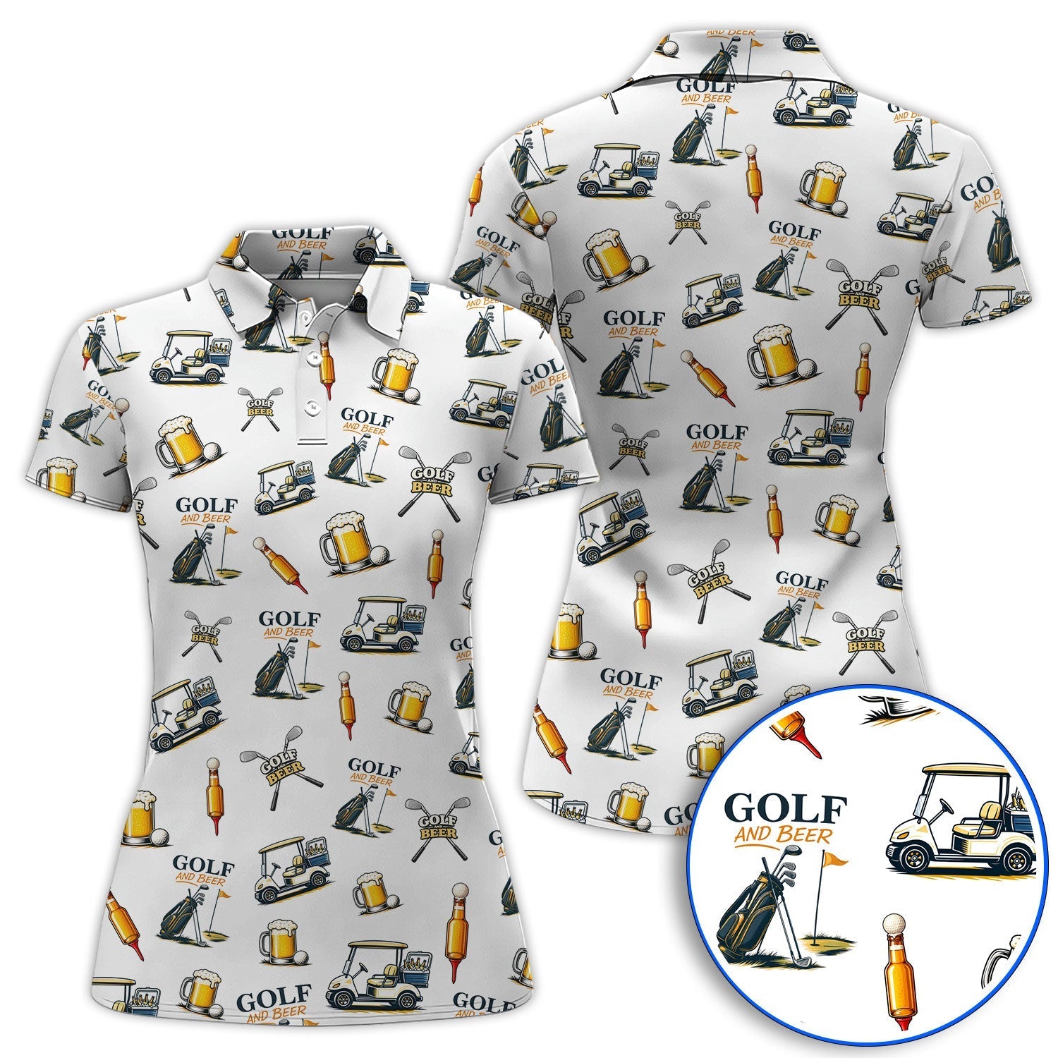Golf And Beer Pattern Polos For Men, Funny Golf Shirt, Golf Gift For Beer Lover