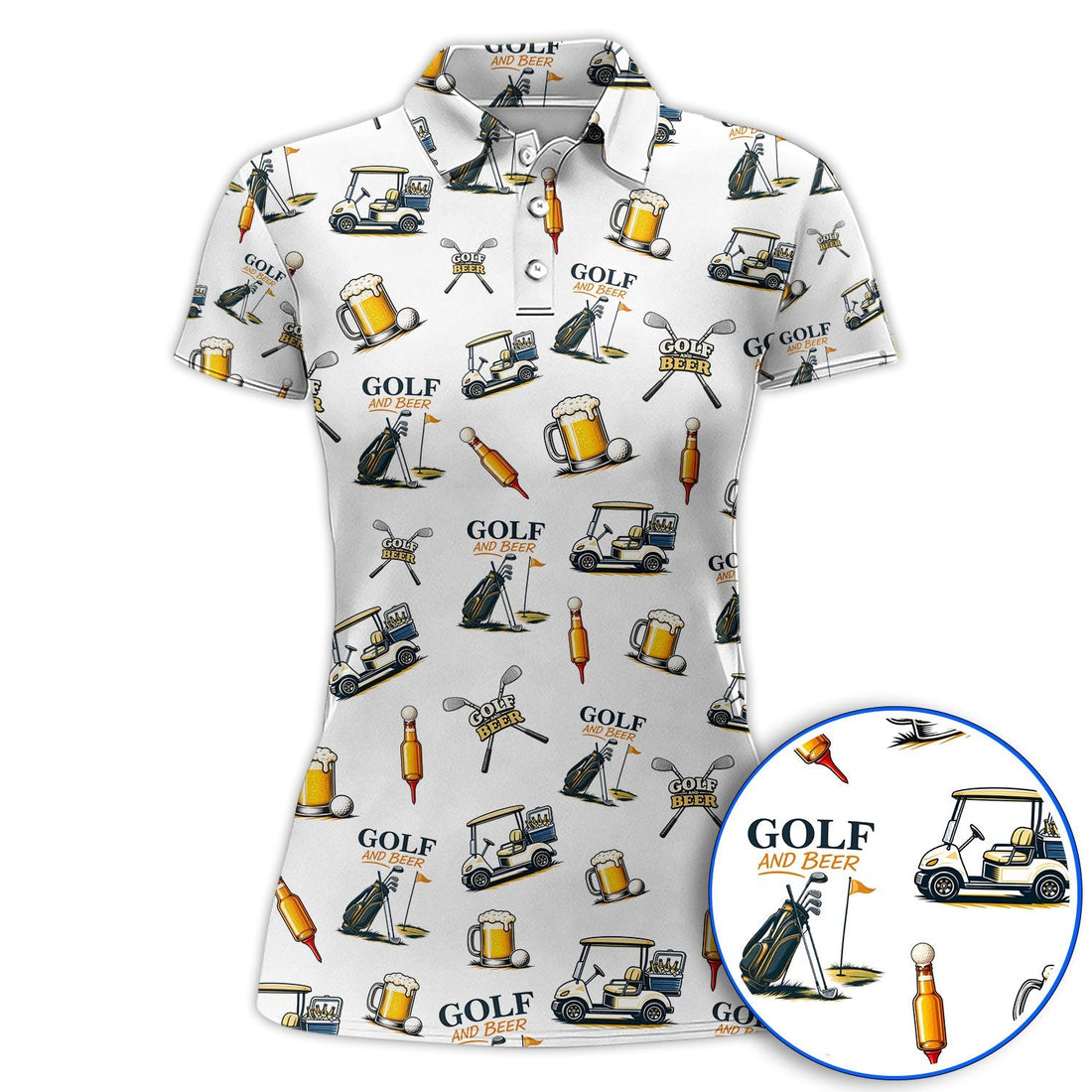 Golf And Beer Pattern Polos For Men, Funny Golf Shirt, Golf Gift For Beer Lover