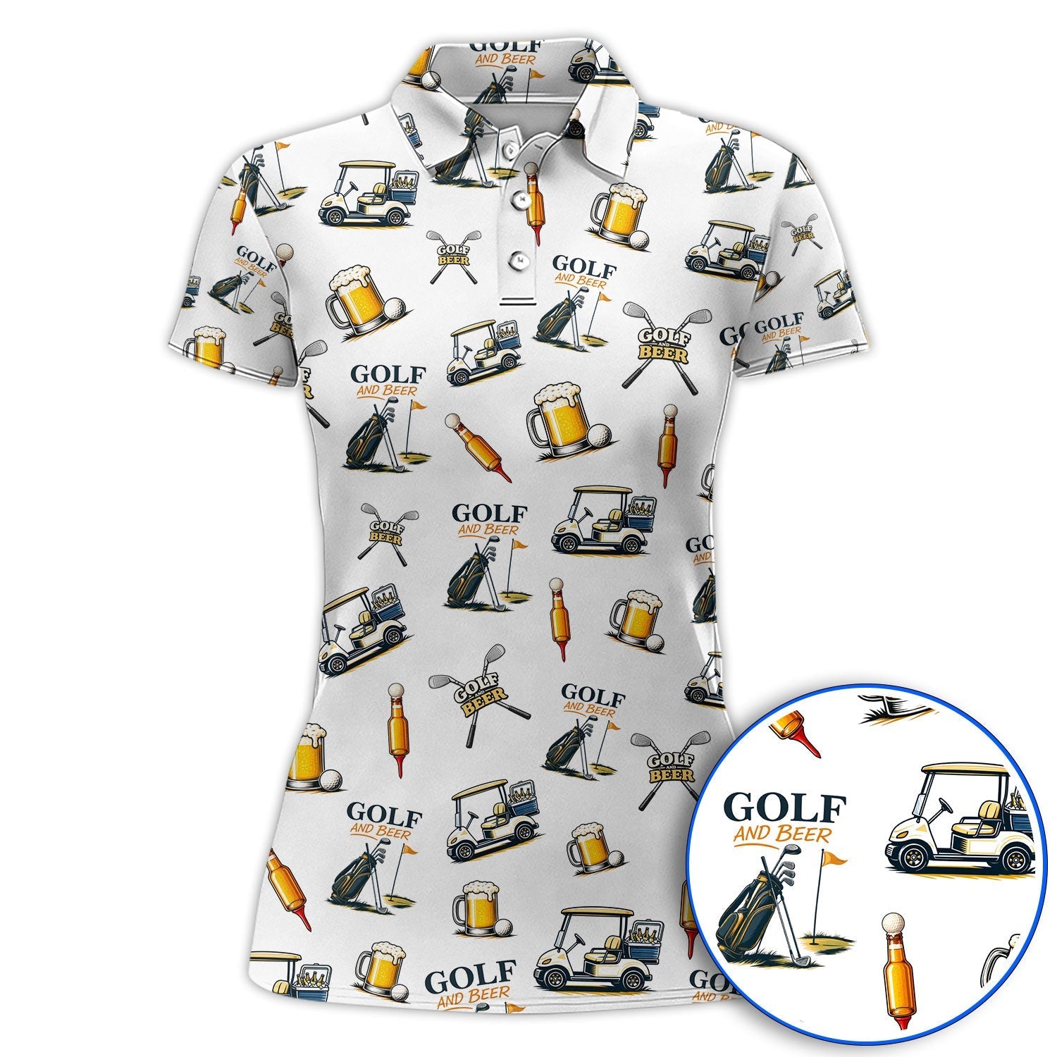 Golf And Beer Pattern Polos For Men, Funny Golf Shirt, Golf Gift For Beer Lover