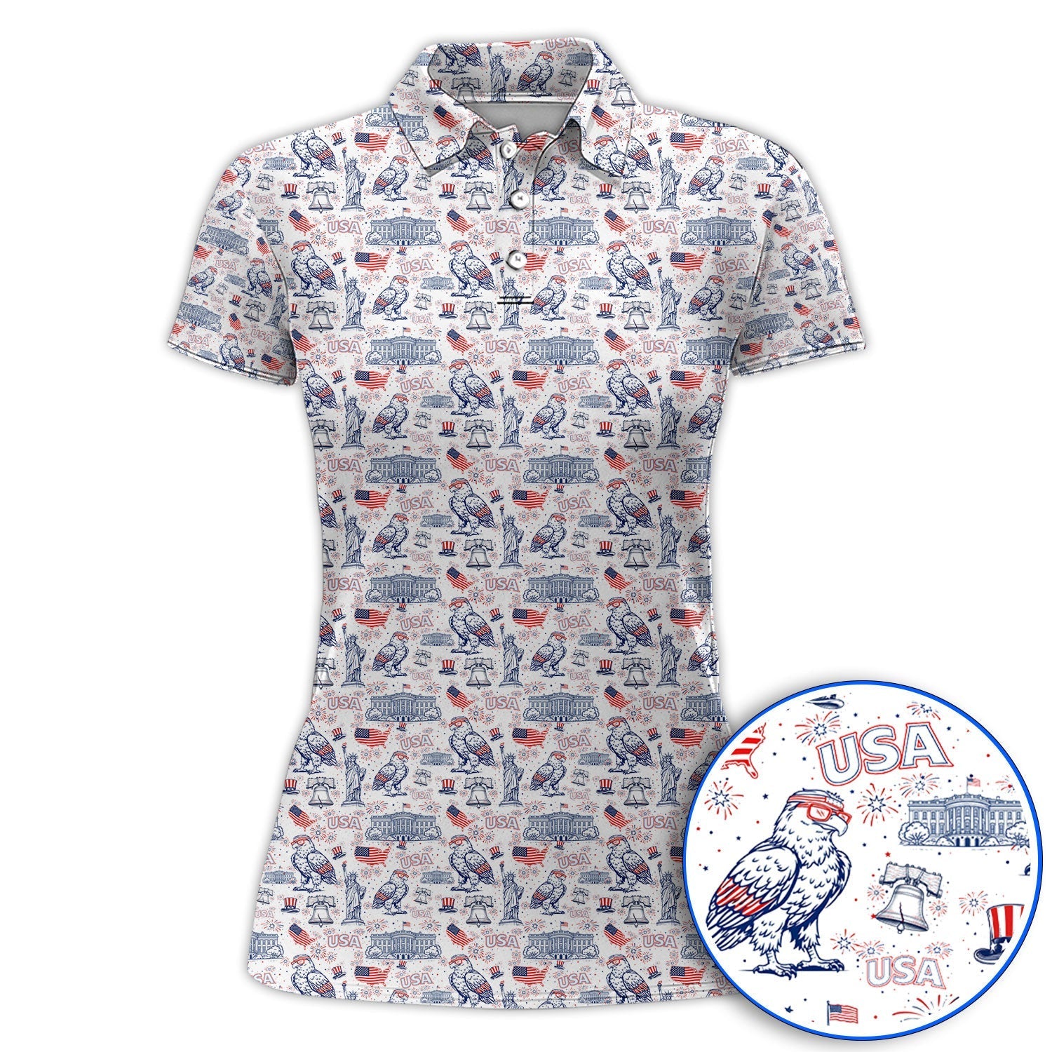 America 250th Patriotic Golf Polos, USA Eagle Pattern Golf Shirt For Golfer, Crazy Golf Shirt
