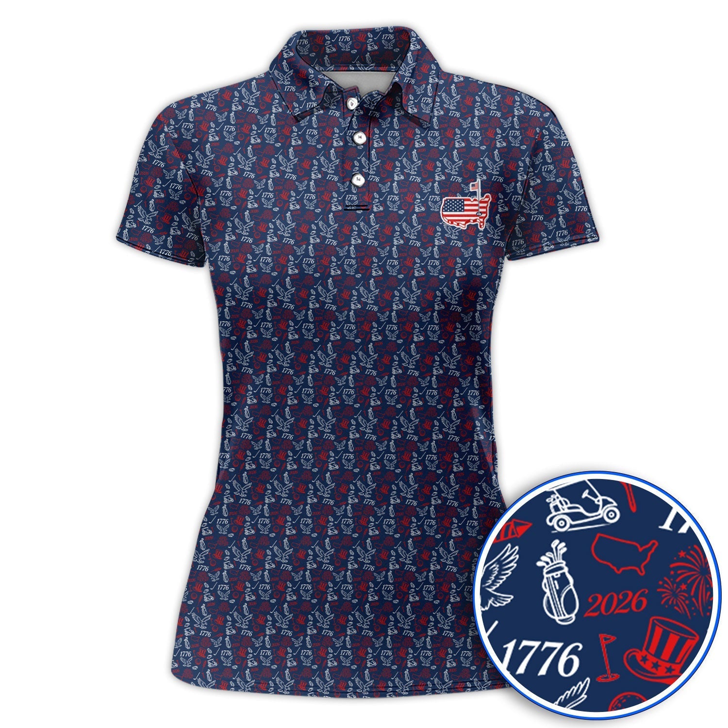 USA 250th Patriotic Pattern Golf Shirt, 1776–2026 American Golf Polos, Crazy Golf Shirts For Golfer