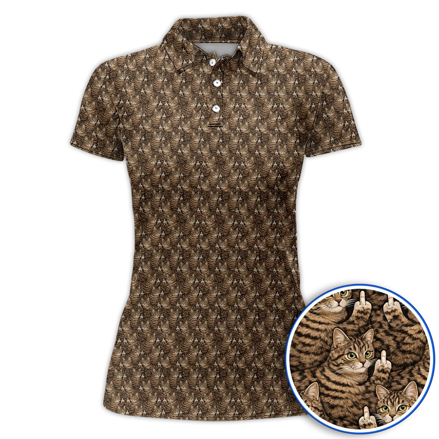 Funny Cat Pattern Golf Shirt, Cats Golf Polos For Pet Lover, Golf Gift For Golfer