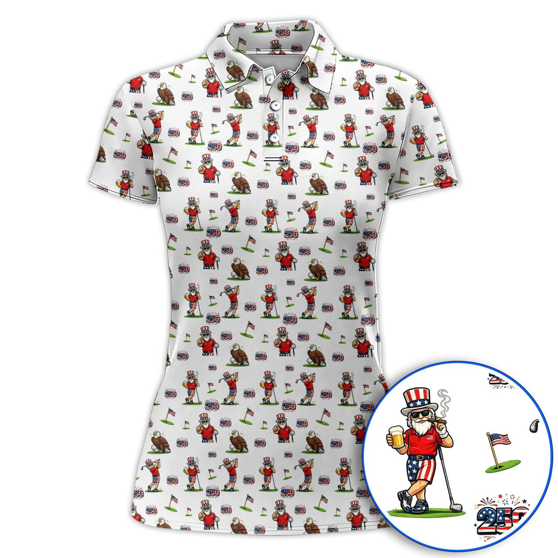 Funny USA Patriotic Golf Polos, USA Patriotic 250th Anniversary Pattern Golf Shirt, Golf Gift For Golfer