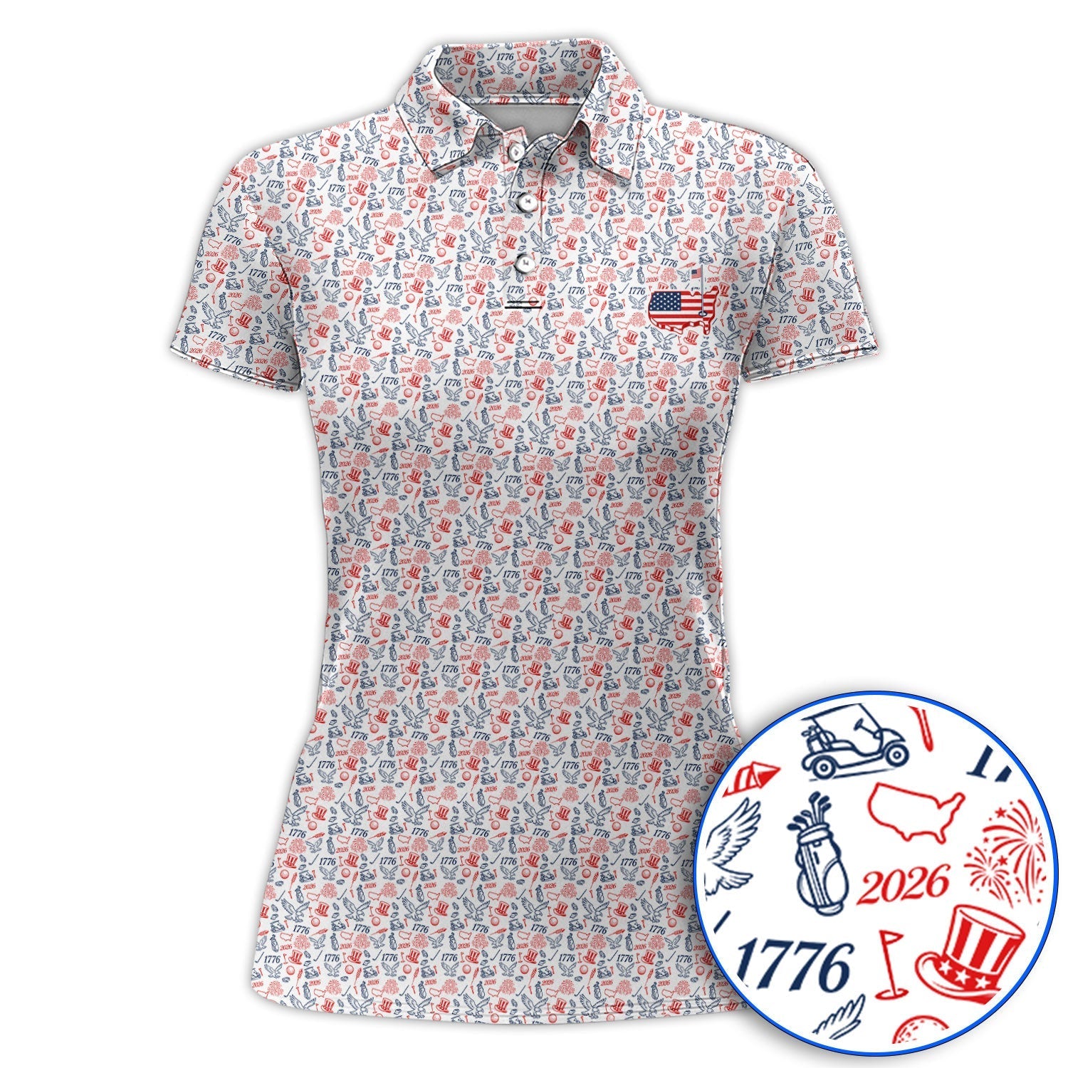 USA 250th Patriotic Pattern Golf Shirt, 1776–2026 American Golf Polos, Crazy Golf Shirts For Golfer