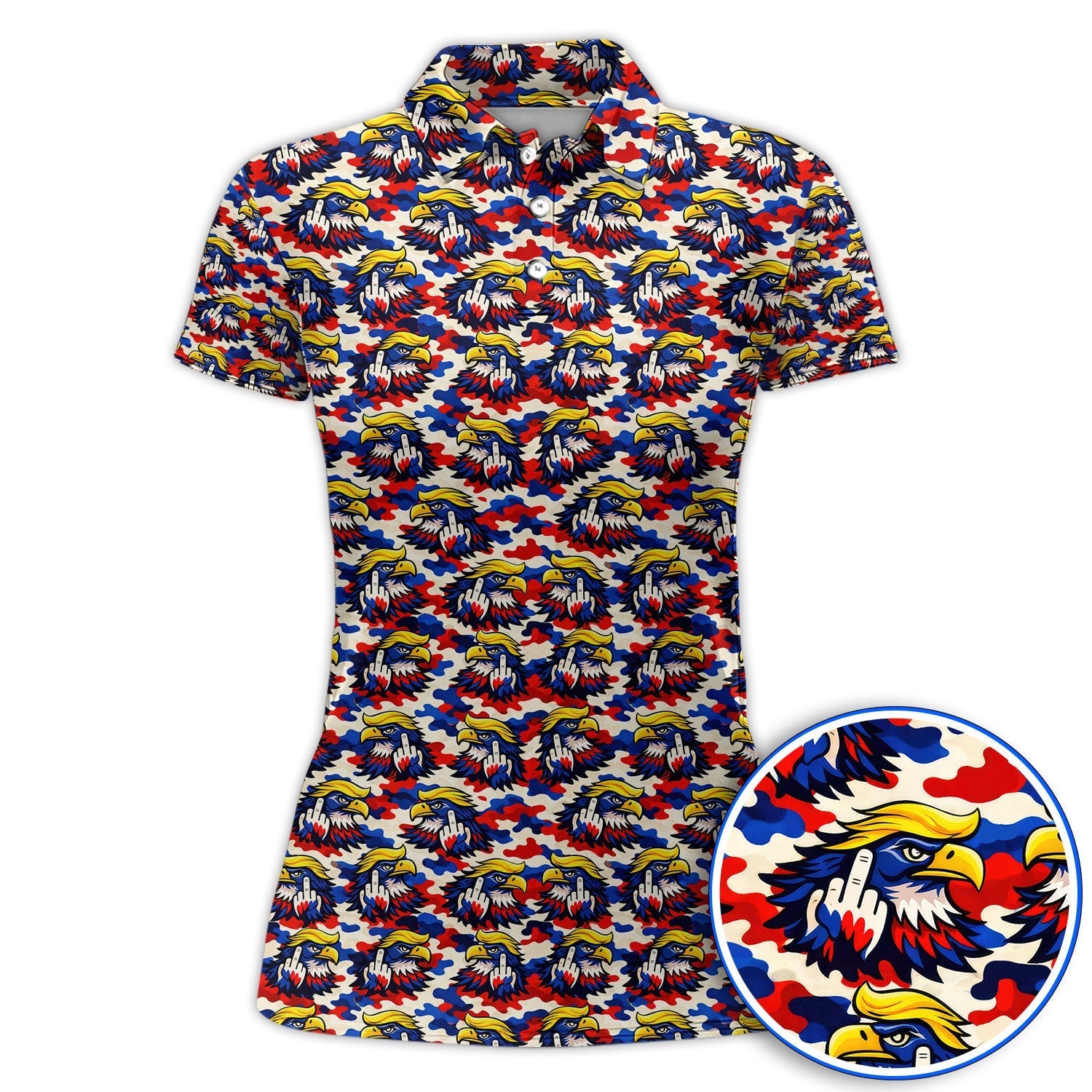 Funny American Eagle Pattern Golf Shirt, America 250th Patriotic Golf Polos, Golf Gift For Golfer