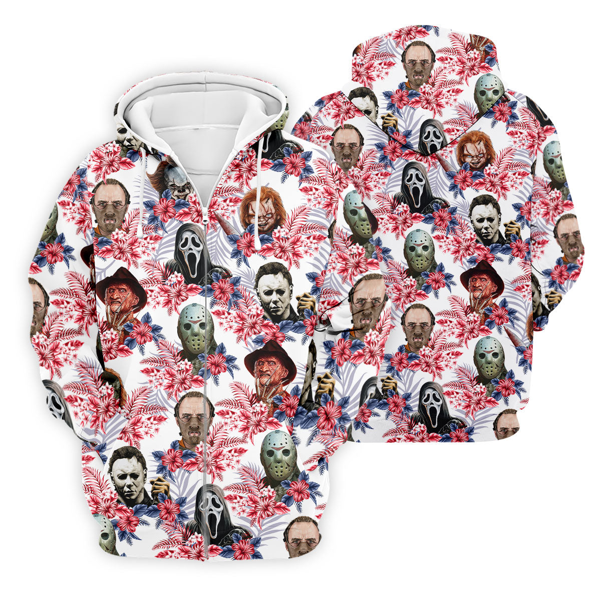 Tropical Horror Character Halloween Golf Shirt, Mens Golf Apparel, Hawaiian Golf Shirt