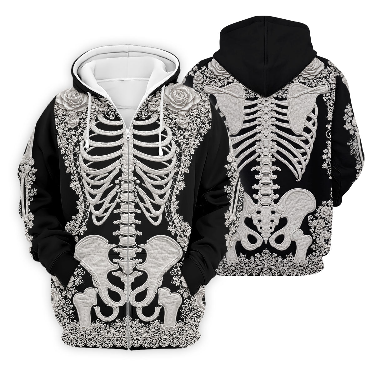 Floral Skeleton Halloween Golf Polo Shirt, Golf Shirts For Men, Mens Golf Apparel