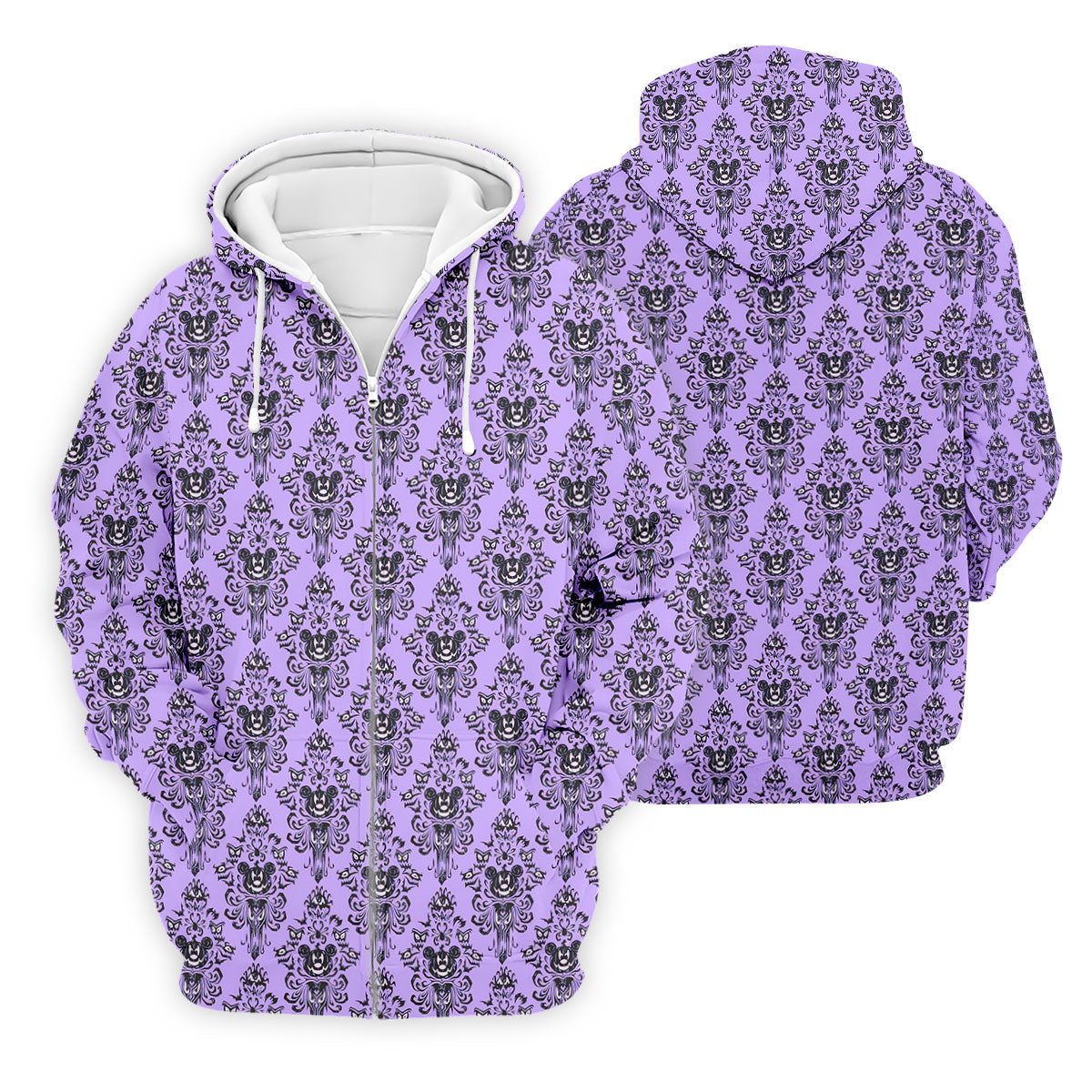 Purple Demon Face And Bat Halloween Polo Shirt, Golf Shirts For Men, Mens Golf Apparel