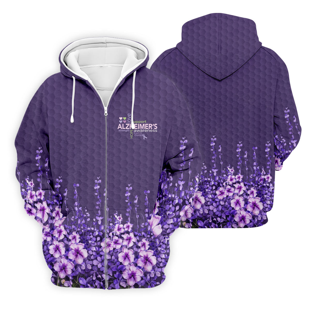 Purple Alzheimer's Awareness Floral Polo Shirt, Golf Polo Shirts For Men, Mens Golf Polo