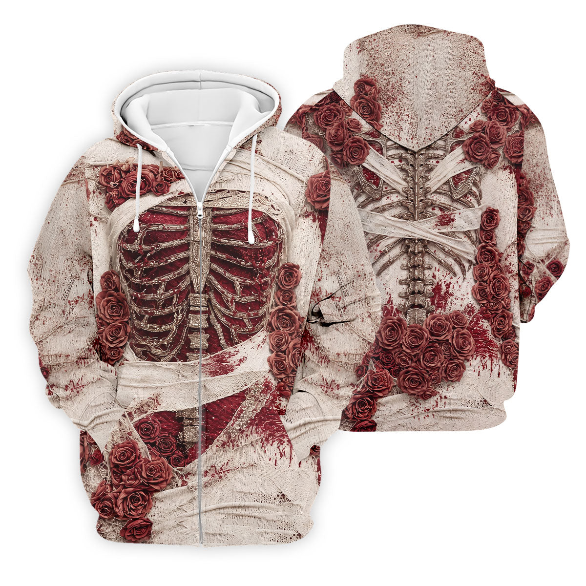 Bloody Skeleton Rose Halloween Polo Shirt, Polo Shirts For Men, Mens Golf Apparel