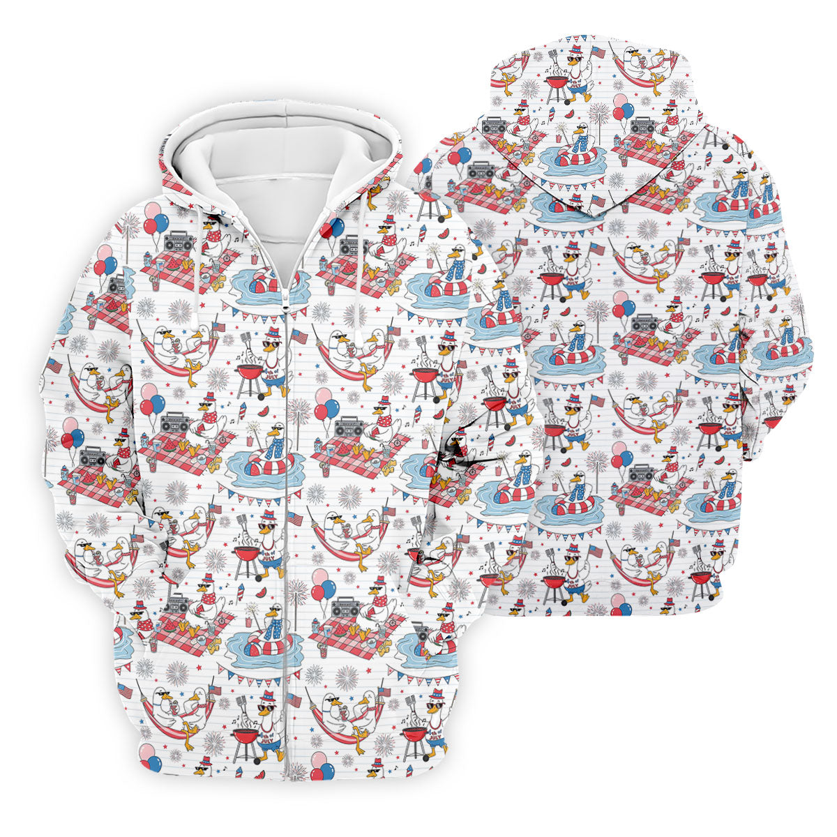 Funny Patriotic Duck Summer Party Polo Shirt, Mens Golf Polo, Golf Shirts For Men