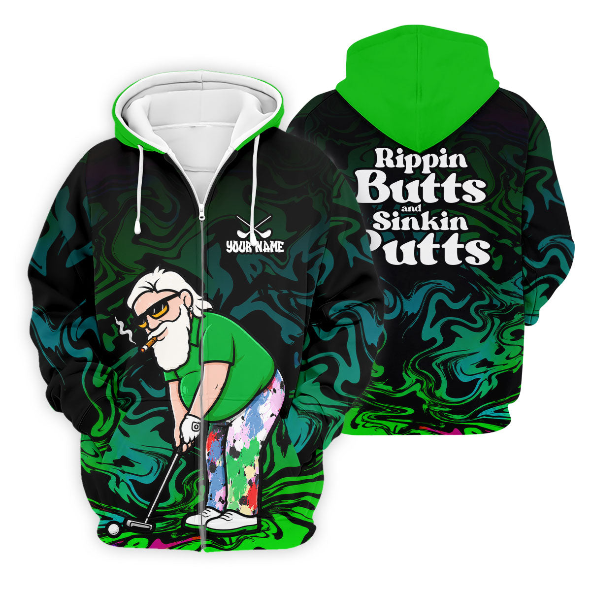 Funny Rippin Butts And Sinkin Putts Polo Shirt, Mens Golf Polo, Golf Apparel For Men