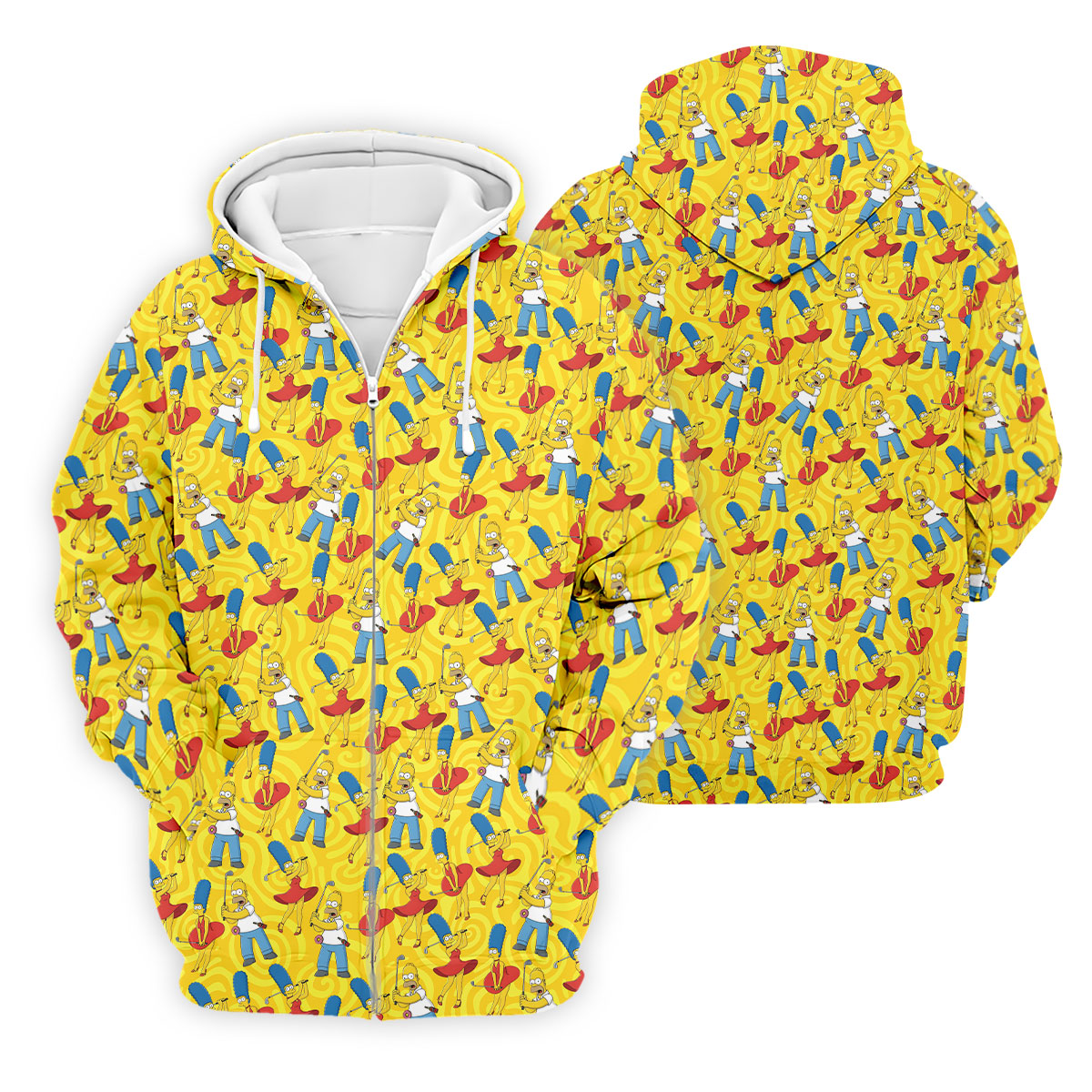 Funny Cartoon Couple Golf Pattern Polo Shirt, Mens Golf Polo, Golf Apparel For Men