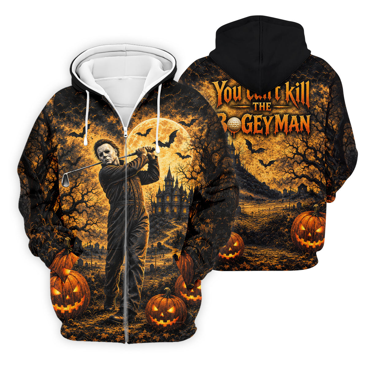 Bogeyman Horror Character Halloween Golf Polo Shirt, Mens Golf Polo, Mens Golf Shirts