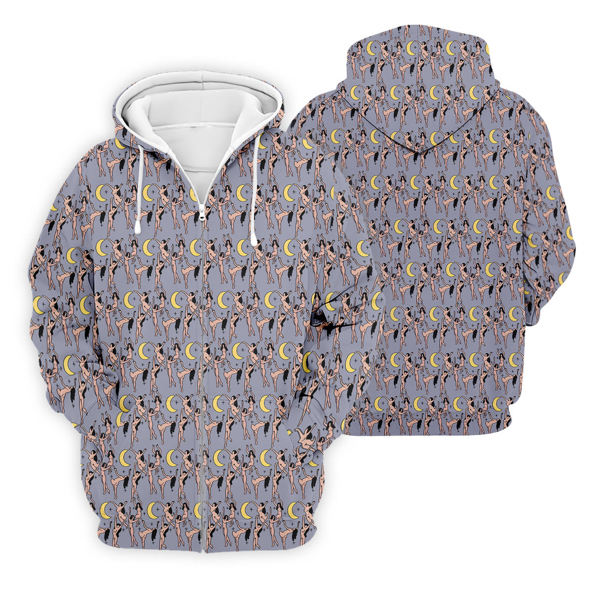 Dancing Figures Moon And Stars Pattern Polo Shirt, Mens Golf Shirts, Golf Apparel For Men
