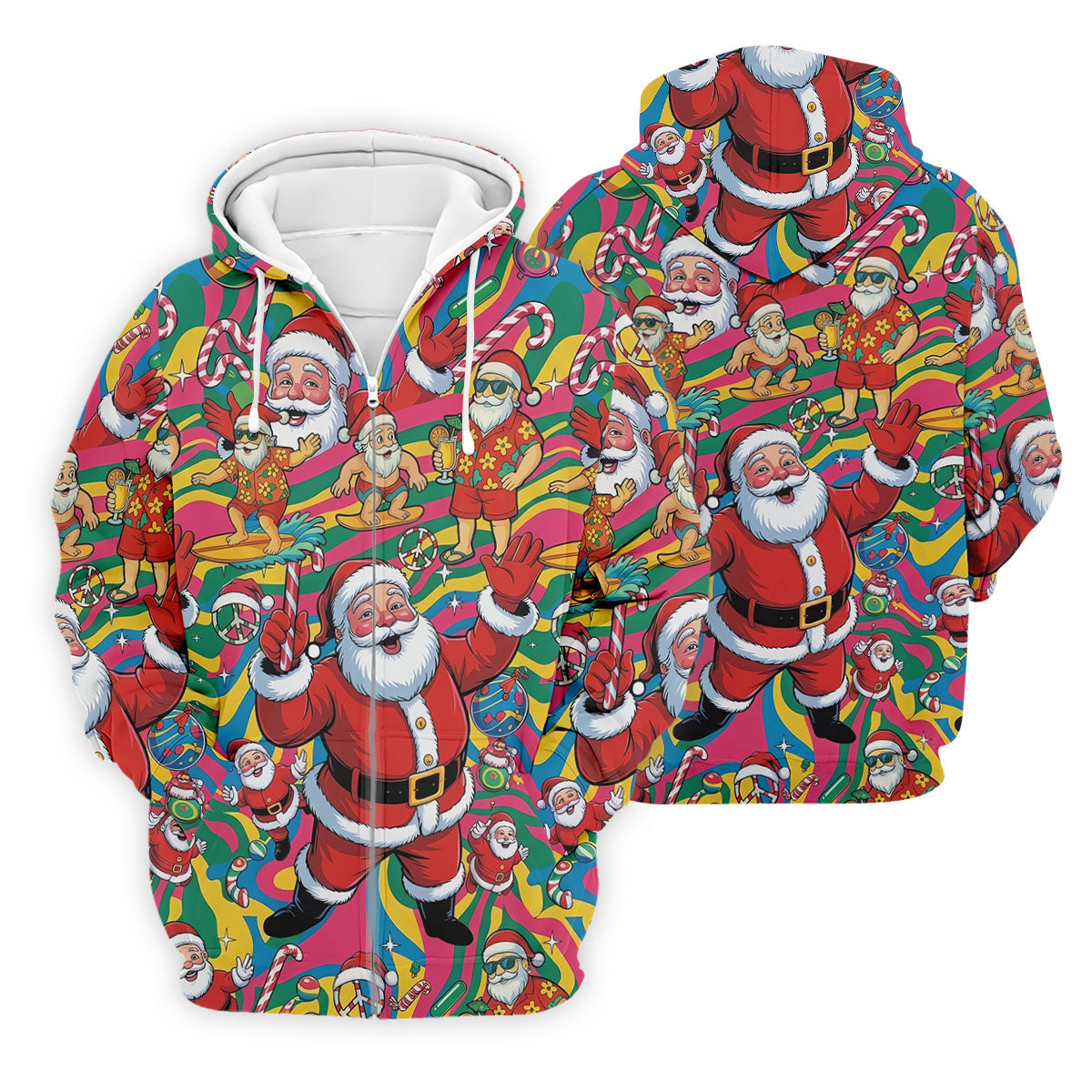 Funny Tropical Santa Christmas Polo Shirt, Mens Golf Polo, Christmas Shirts For Men