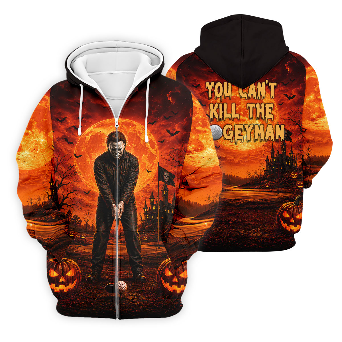 You Can't Kill The Bogeyman Halloween Golf Polo Shirt, Golf Shirts For Men, Mens Golf Polo