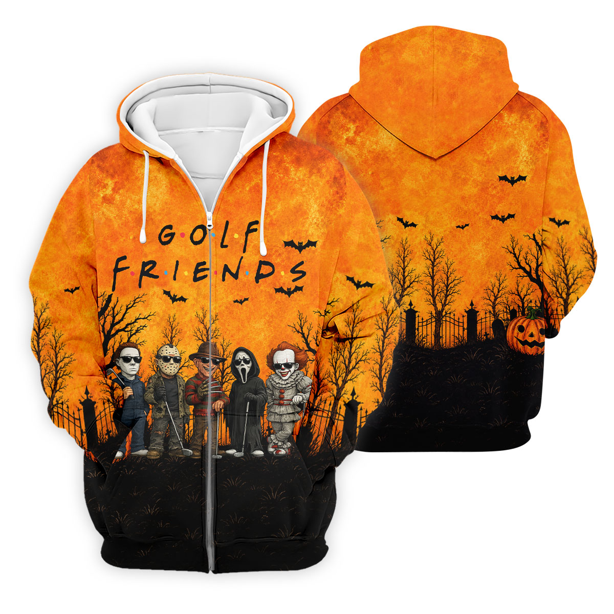 Halloween Golf Friends Hawaiian Golf Shirt, Mens Golf Polo, Golf Shirts For Men