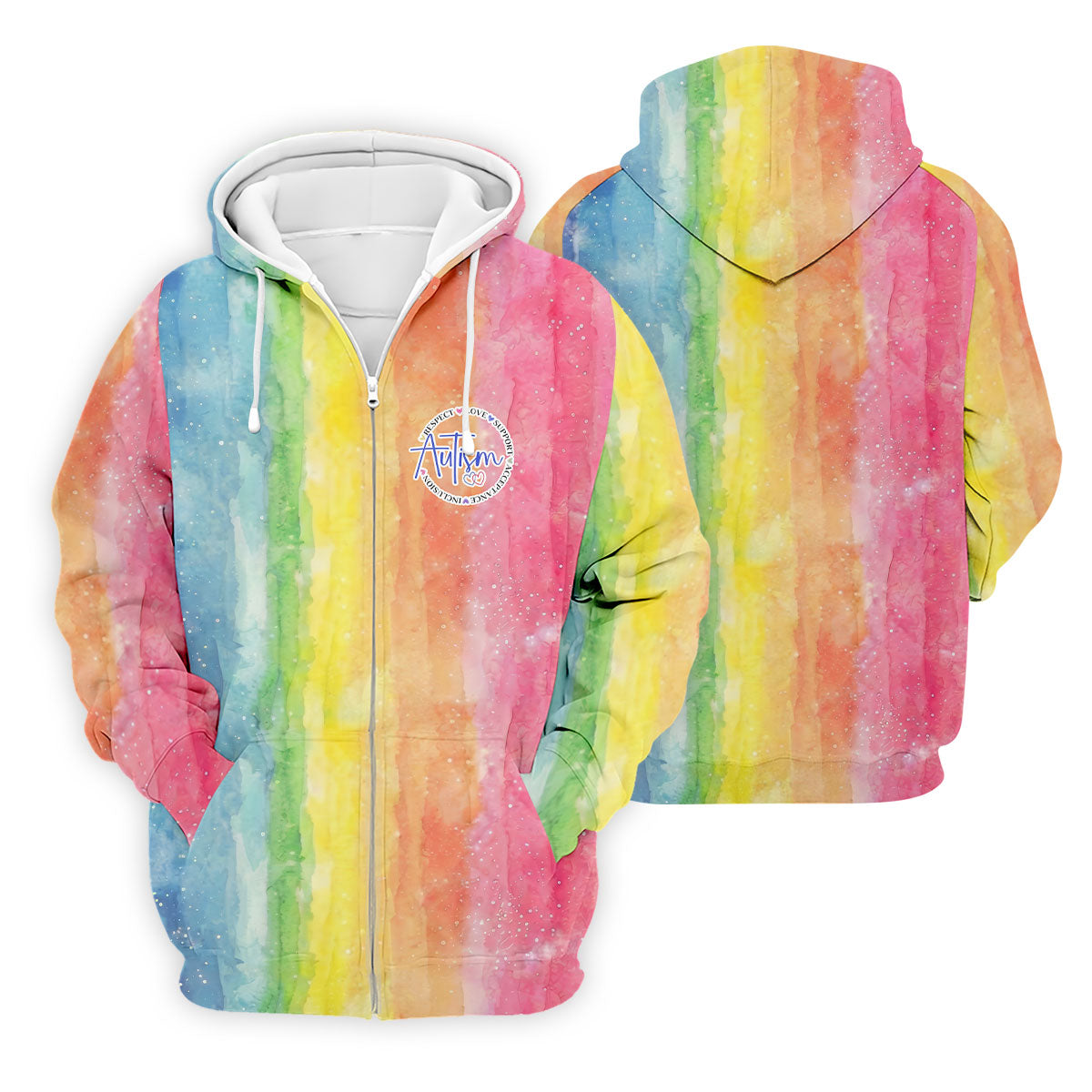 Autism Awareness Watercolor Rainbow Men's Golf Shirt, Polo ShirtFor Men, Golf Shirts For Men
