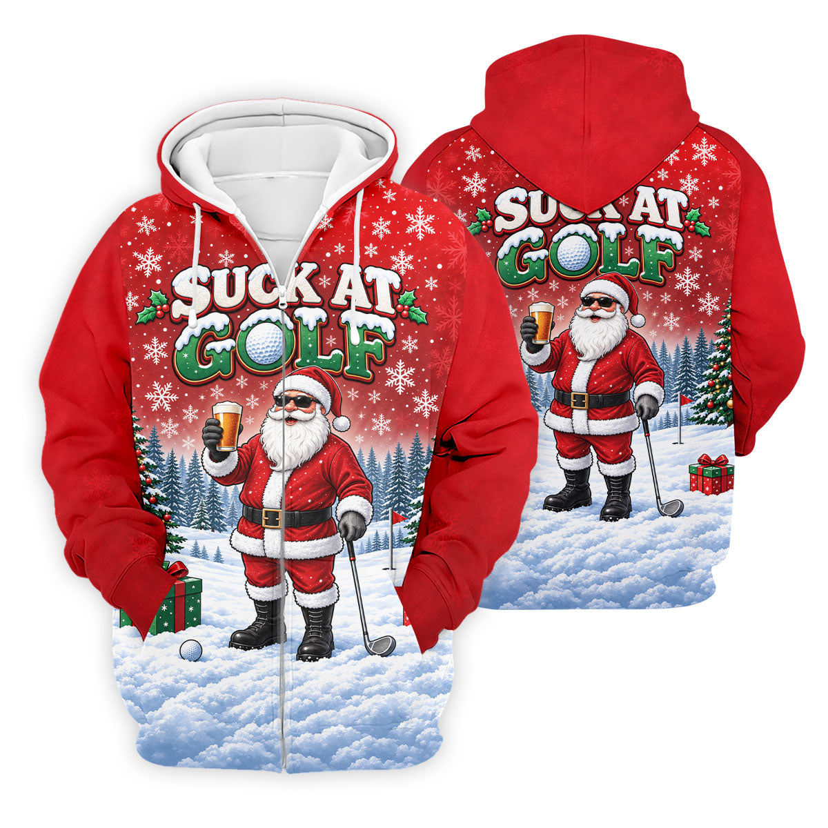 Suck At Golf Santa Beer Christmas Golf Shirt, Ladies Golf Shirts, Golf Tops For Women